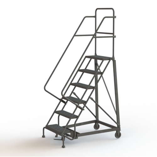 Heavy Duty Rolling Ladder, 6 Steps, 24" Step Width, 60" Platform Height, Steel