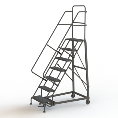 Heavy Duty Rolling Ladder, 7 Steps, 24" Step Width, 70" Platform Height, Steel