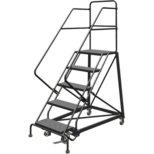 Safety Slope Rolling Ladder, 5 Steps, Perforated, 50° Incline, 50" High - Slope Rolling Stairway - VC606