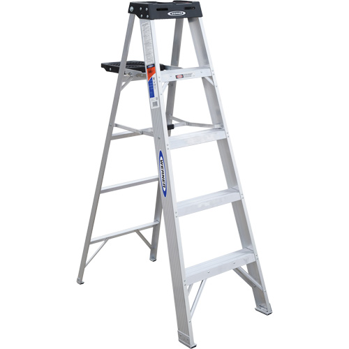 Step Ladder with Pail Shelf, 5', Aluminum, 300 lbs. Capacity, Type 1A