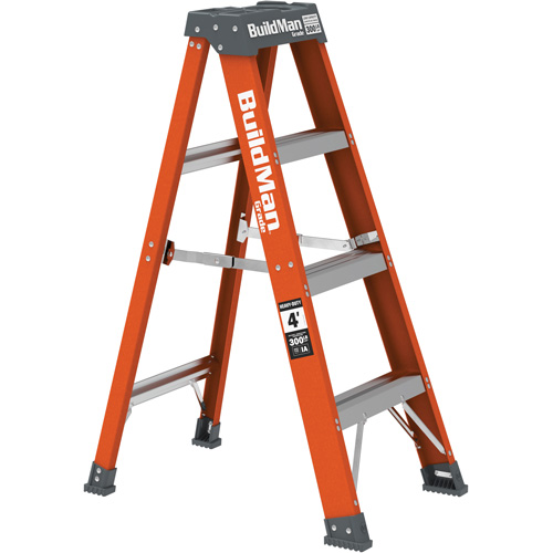 BuildMan Step Ladder, 4', Fibreglass, 300 lbs. Capacity, Type 1A