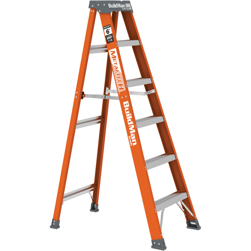 BuildMan Step Ladder, 6', Fibreglass, 300 lbs. Capacity, Type 1A