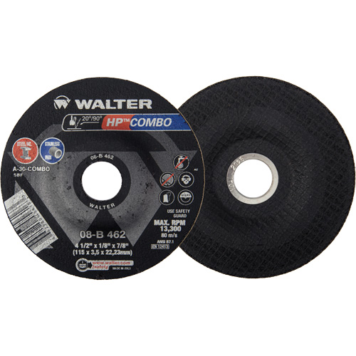 HP Combo™ Depressed Center Combination Wheel, 4-1/2" x 1/8", 7/8" Arbor, Type 27