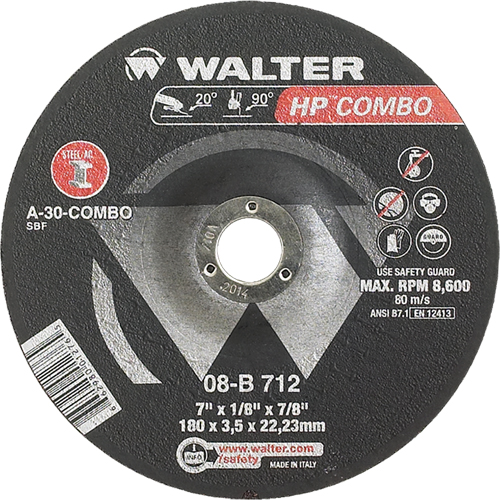 HP Combo™ Depressed Center Combination Wheel, 7" x 1/8", 7/8" Arbor, Type 27