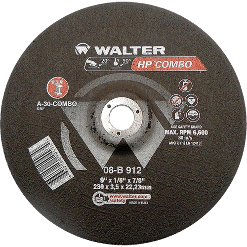 HP Combo™ Depressed Center Combination Wheel, 9" x 1/8", 7/8" Arbor, Type 27