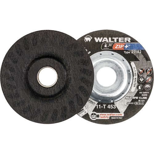 Zip+™ Right Angle Grinder Reinforced Cut-Off Wheels, 4-1/2" x 1/16", 7/8" Arbor, Type 27, Zirconia Alumina, 13300 RPM