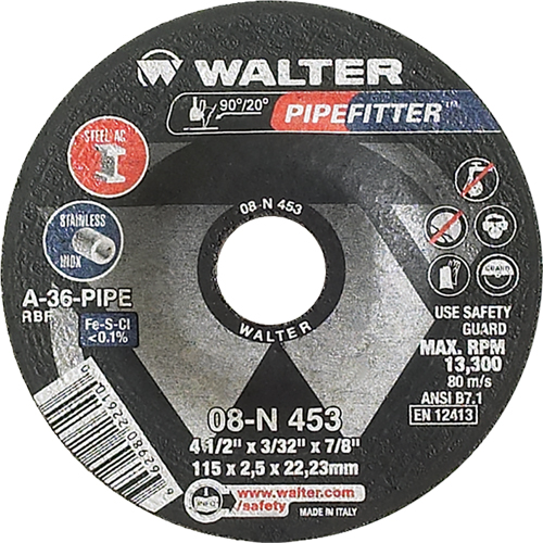 PIPEFITTER™ Grinding Wheel, 6" x 3/32", 7/8" Arbor, Type 27