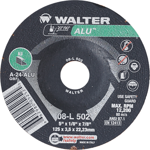 Depressed Centre Grinding Wheels - Aluminium Type 27, 5" x 1/8", 7/8" Arbor, Type 27