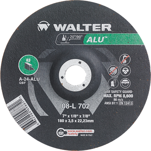 Depressed Centre Grinding Wheels - Aluminium Type 27, 7" x 1/8", 7/8" Arbor, Type 27