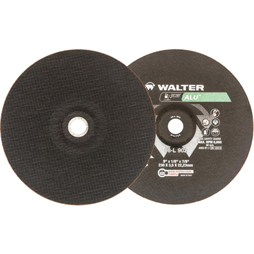 Depressed Centre Grinding Wheels - Aluminium Type 27, 9" x 1/8", 7/8" Arbor, Type 27