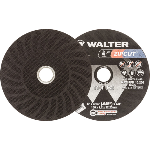 Zipcut™ Reinforced Cut-Off Wheel, 6" x 3/64", 7/8" Arbor, Type 1, Aluminum Oxide, 10200 RPM