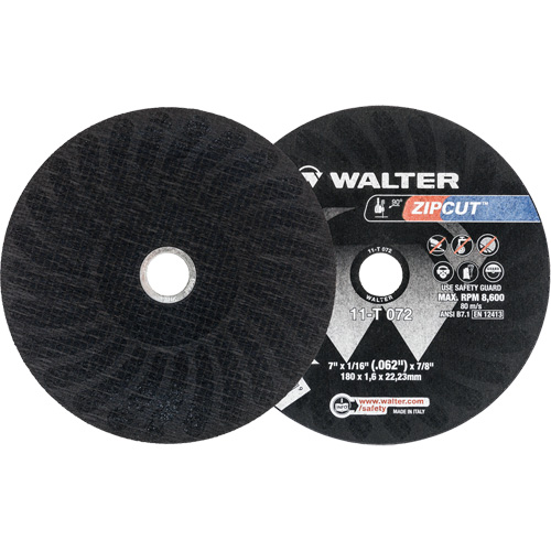 Zipcut™ Reinforced Cut-Off Wheel, 7" x 1/16", 7/8" Arbor, Type 1, Aluminum Oxide, 8600 RPM