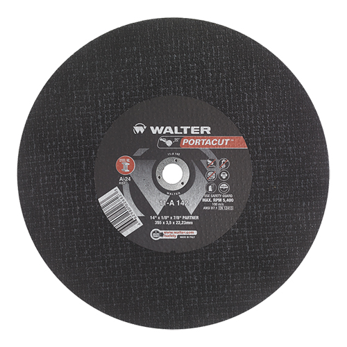 Portacut™ High Speed Cut-Off Wheel, 14" x 1/8", 7/8" Arbor, Type 1, Aluminum Oxide, 5400 RPM