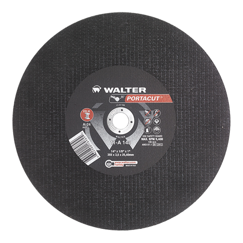 Portacut™ High Speed Cut-Off Wheel, 14" x 1/8", 1" Arbor, Type 1, Aluminum Oxide, 5400 RPM