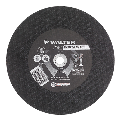 Portacut™ High Speed Cut-Off Wheel, 12" x 1/8", 3/4" Arbor, Type 1, Silicon Carbide, 6300 RPM