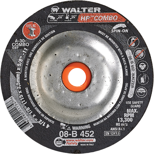 HP Combo™ Spin-On Combination Wheel, 4-1/2" x 1/8", 5/8"-11 Arbor, Type 27S