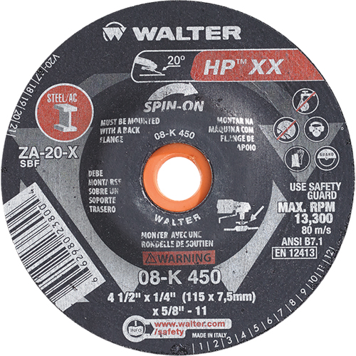 Double-X™ Depressed Centre Grinding Wheel, 4-1/2" x 1/4", 5/8"-11 Arbor, Type 27S