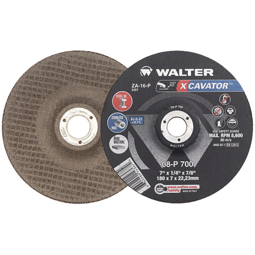 XCAVATOR™ Grinding Wheel, 7" x 1/4", 7/8" Arbor, Zirconium, Type 27