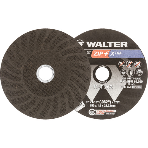 Zip+™ Right Angle Grinder Reinforced Cut-Off Wheel, 6" x 1/16", 7/8" Arbor, Type 1, Aluminum Oxide, 10200 RPM