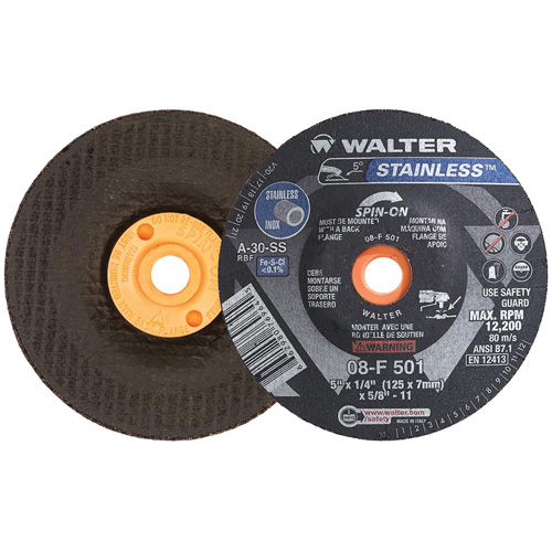 STAINLESS™ Grinding Wheel, 5" x 1/4", 5/8"-11 Arbor, Aluminum Oxide, Type 28S
