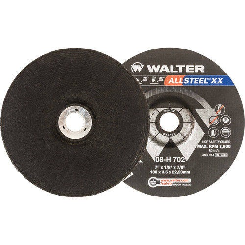 Allsteel™ XX Depressed Centre Grinding Wheels, 7" x 1/8", 7/8" Arbor, Type 27