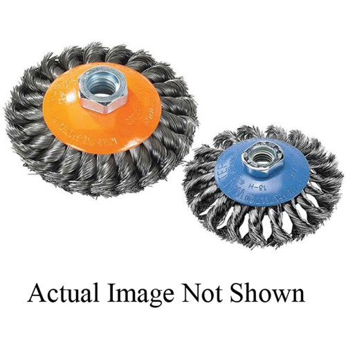Knot-Twisted Wire Saucer Cup Brush, 6" Dia. x 5/8"-11 Arbor