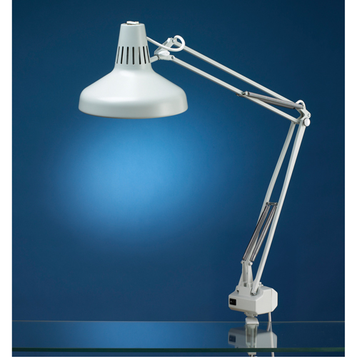 Heavy-duty Combination Task Light, 22/60 W, Fluorescent/Incandescent, 45" Neck, Grey