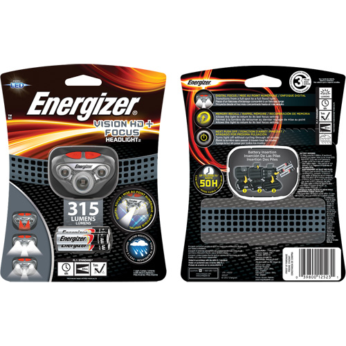 Vision HD+ Focus Headlamp, LED, 315 Lumens, 6 Hrs. Run Time, AAA Batteries