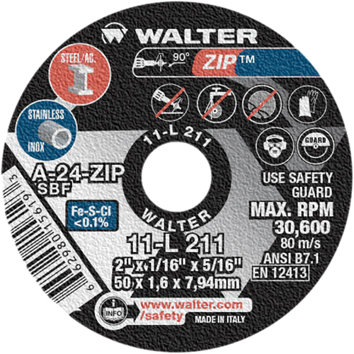 Zip™ Cut-Off Wheel, 2" x 1/16", 5/16" Arbor, Type 1, Aluminum Oxide, 5100 RPM