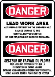 Bilingual OSHA Danger Safety Sign: Lead Work Area