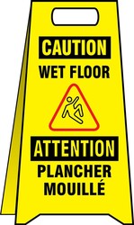 Bilingual OSHA Caution 2 X Fold-Ups® Sign: Wet Floor
