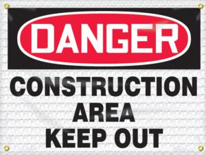 OSHA Danger High Wind Safety Sign: Construction Area - Keep Out