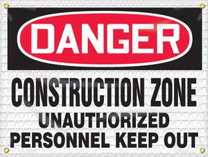 OSHA Danger High Wind Safety Sign: Construction Zone - Unauthorized Personnel Keep Out