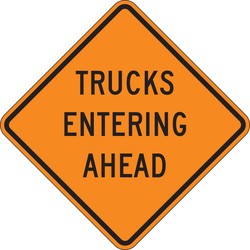 Roll-Up Construction Sign: Trucks Entering Ahead