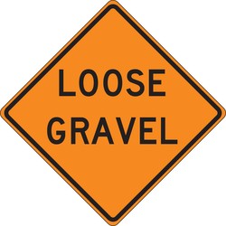 Roll-Up Construction Sign: Loose Gravel
