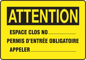 FRENCH SIGN - CONFINED SPACE