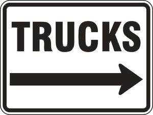 Recycle-Grade Facility Traffic Signs: Trucks, right arrow