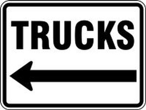 Recycle-Grade Facility Traffic Signs: Trucks, left arrow
