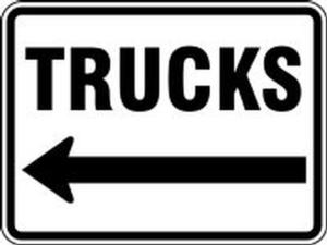 Facility Traffic Sign: Trucks (Left Arrow)