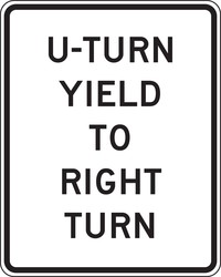Intersection Sign: U-Turn Yield To Right Turn