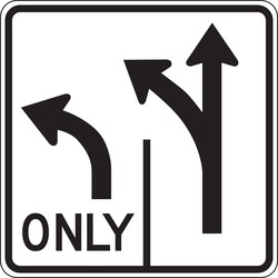 Lane Guidance Sign: Advance Intersection Lane Control (2 Lane Left Turn Only - Right Lane Optional)