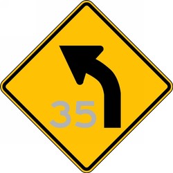 Semi-Custom Direction Sign: Left Curve (Advisory Speed)