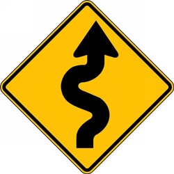 Direction Sign: Right Winding Road