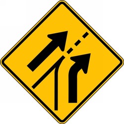 Lane Guidance Sign: Entering Roadway Added Right Lane