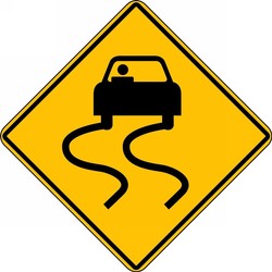 Surface & Driving Conditions Sign: Slippery When Wet (Symbol)