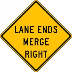 Lane Guidance Sign: Lane Ends Merge Left/Right