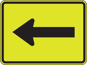 Fluorescent Yellow-Green Sign: Supplemental Arrow (Plaque)