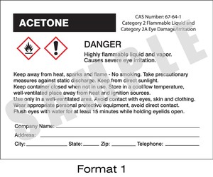 Custom Dura-Vinyl™ GHS Pictogram & DOT Combination Labels