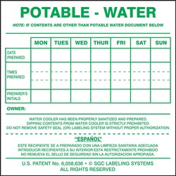 Potable Water Cooler Label