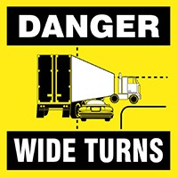 Danger Safety Label: Wide Turns